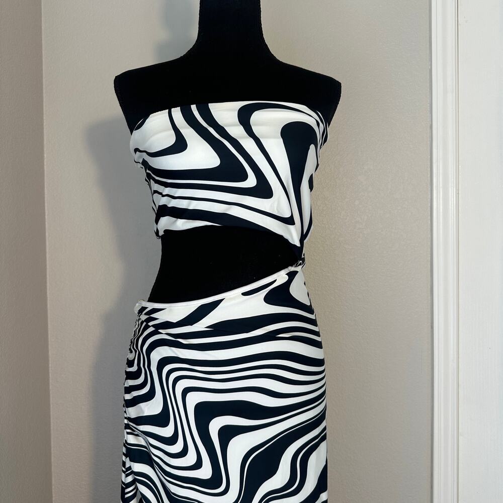 Agua Bendita X Revolve Gwen Maxi Dress Black Swirl, Beach Resort Pool, Large NWT - Picture 4 of 14